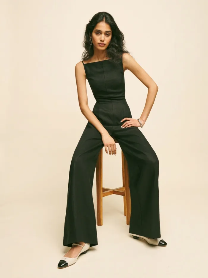 Reformation Jumpsuits Ciara Linen Jumpsuit Black 8211 Women