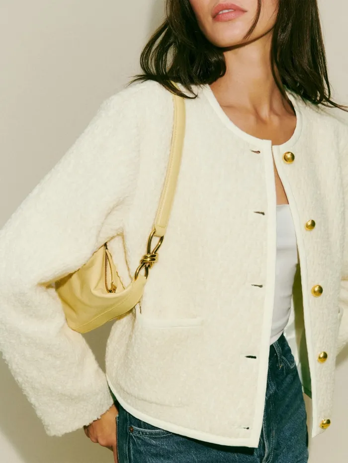 Reformation Outerwear Dale Cropped Jacket Cream 8211 Women