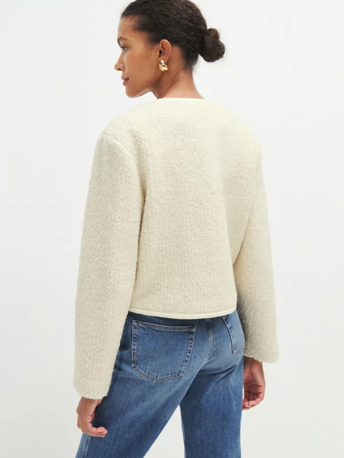 Reformation Outerwear Dale Cropped Jacket Cream 8211 Women
