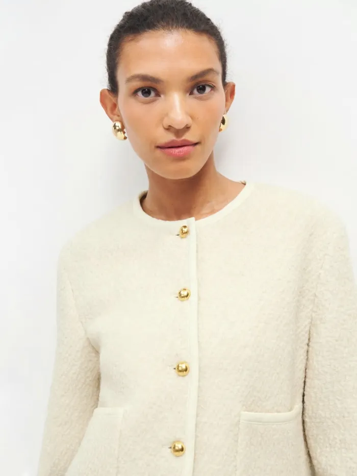 Reformation Outerwear Dale Cropped Jacket Cream 8211 Women