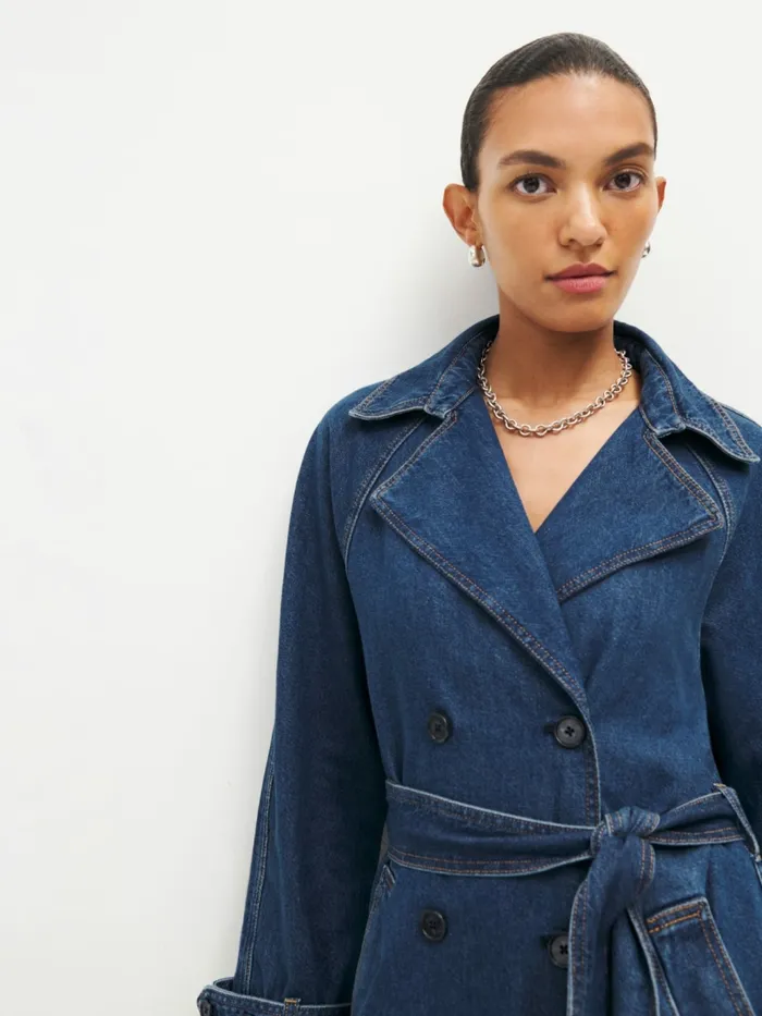 Reformation Outerwear Hayes Denim Trench Coat Estes 8211 Women Reformation Outerwear Hayes Denim Trench Coat Estes 8211 Women