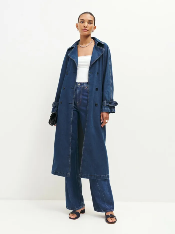 Reformation Outerwear Hayes Denim Trench Coat Estes 8211 Women Reformation Outerwear Hayes Denim Trench Coat Estes 8211 Women