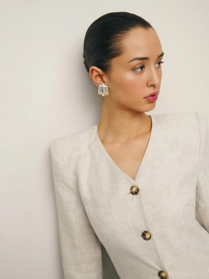Reformation Outerwear Larsen Linen Jacket Oatmeal 8211 Women