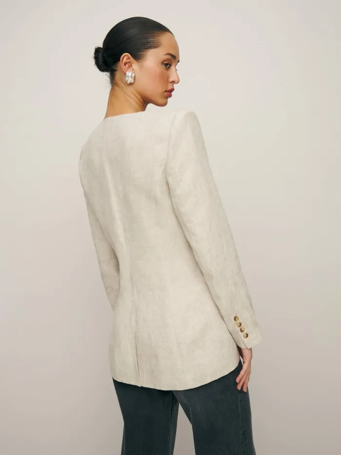 Reformation Outerwear Larsen Linen Jacket Oatmeal 8211 Women