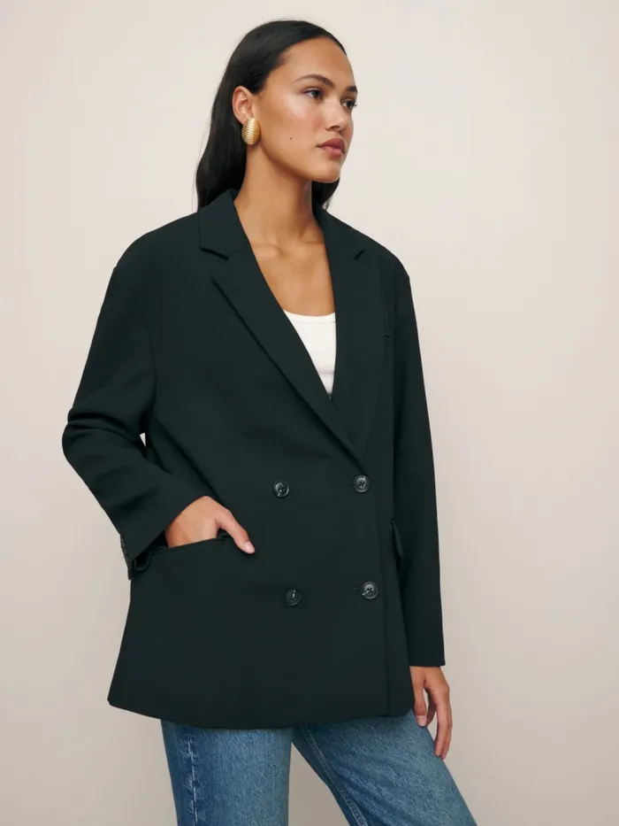 Reformation Outerwear Natalia Oversized Blazer Black 8211 Women