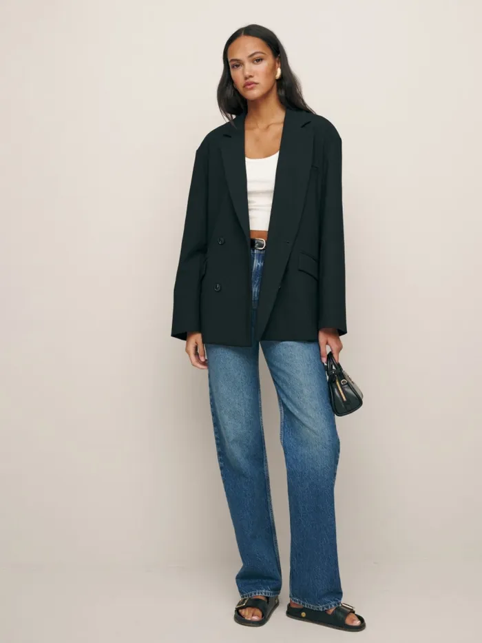 Reformation Outerwear Natalia Oversized Blazer Black 8211 Women
