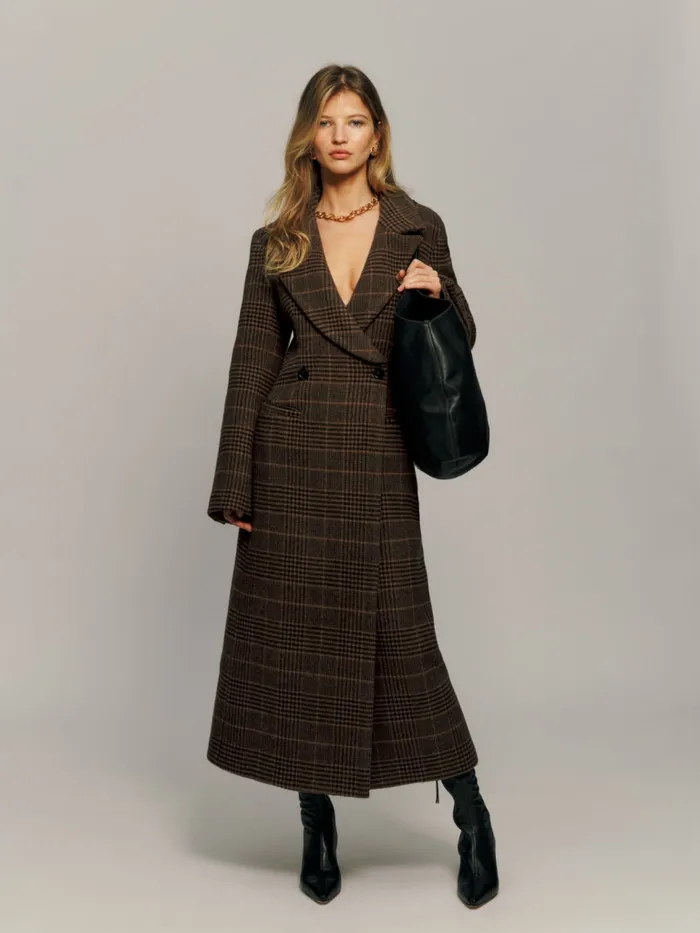 Reformation Outerwear Oscar Nipped Waist Coat Brown Check 8211 Women Reformation Outerwear Oscar Nipped Waist Coat Brown Check 8211 Women
