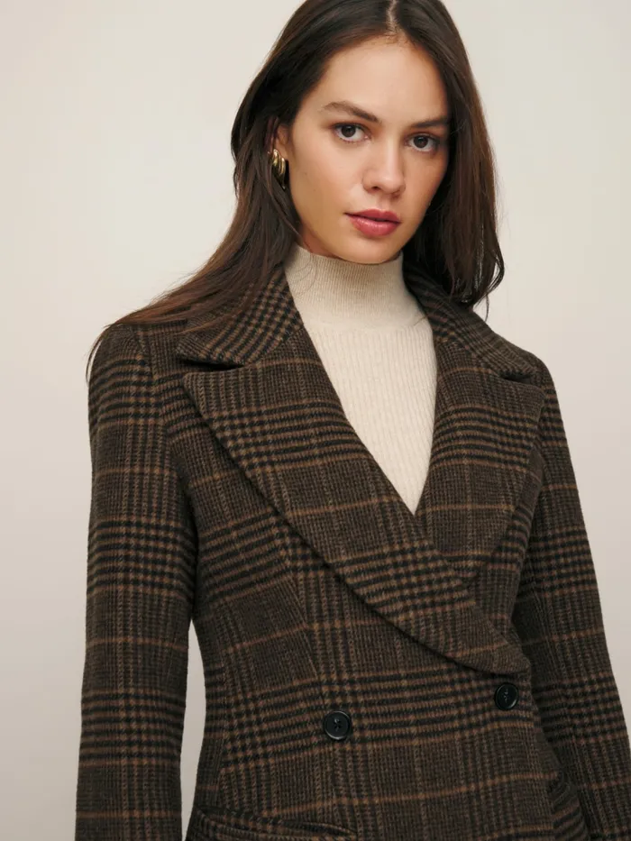 Reformation Outerwear Oscar Nipped Waist Coat Brown Check 8211 Women Reformation Outerwear Oscar Nipped Waist Coat Brown Check 8211 Women