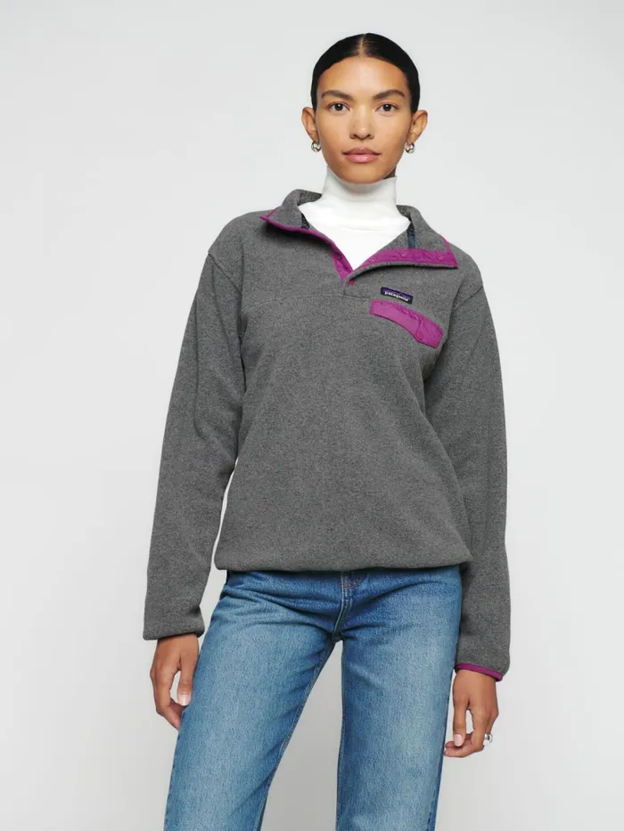 Reformation Outerwear Patagonia W039s Synchilla Snapt Pullover Nickel W Amaranth Pink 8211 Women