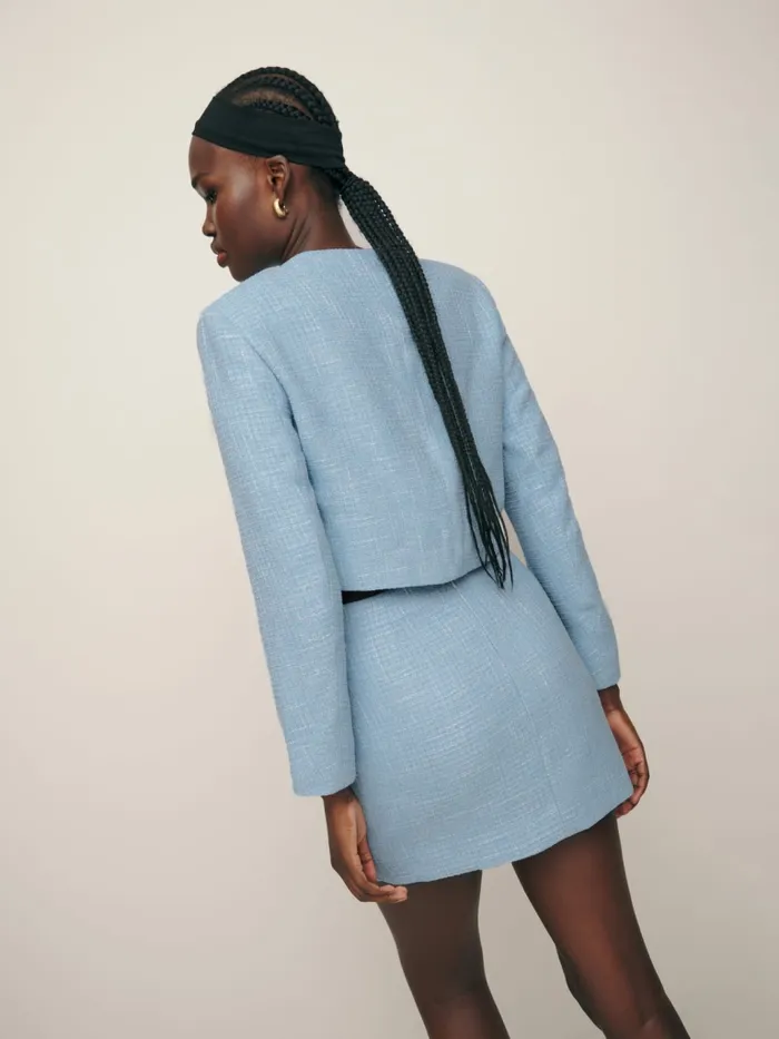 Reformation Outerwear Trista Jacket Blue Tweed 8211 Women Reformation Outerwear Trista Jacket Blue Tweed 8211 Women