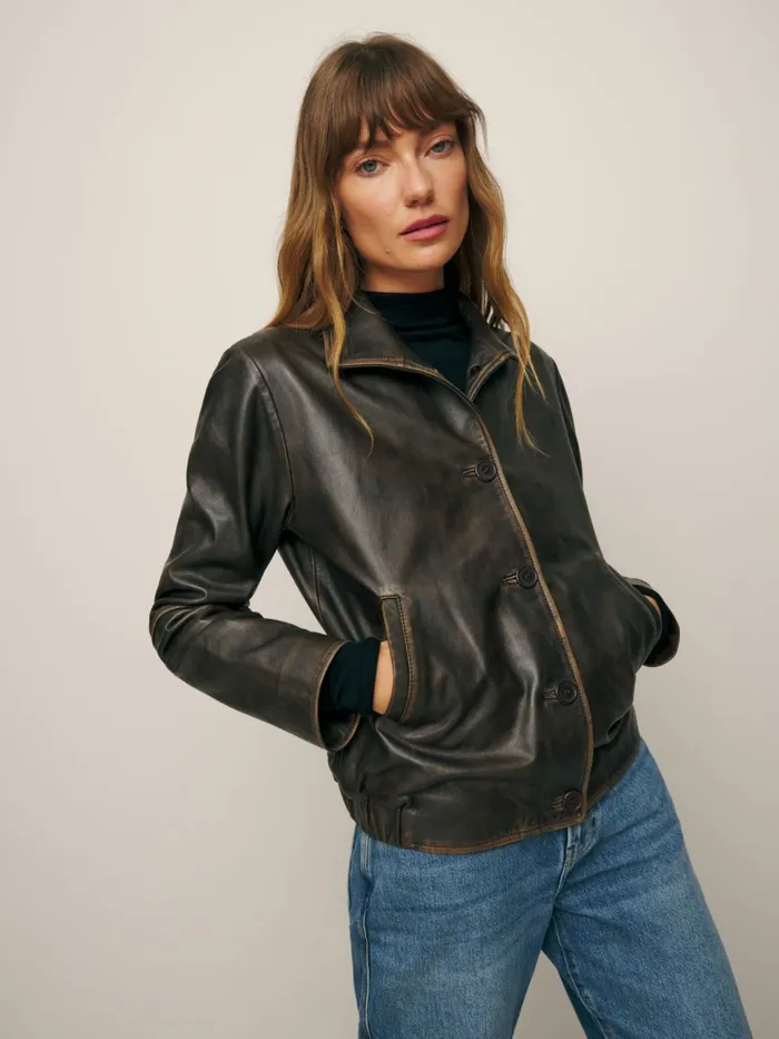 Reformation Outerwear Veda Allen Leather Jacket Pit Stop 8211 Women