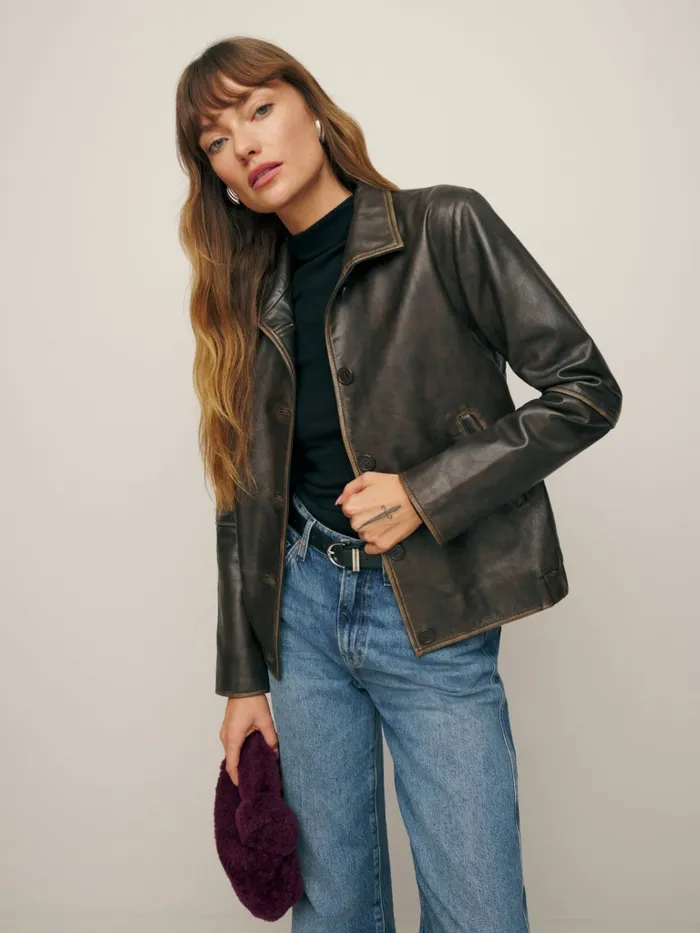 Reformation Outerwear Veda Allen Leather Jacket Pit Stop 8211 Women
