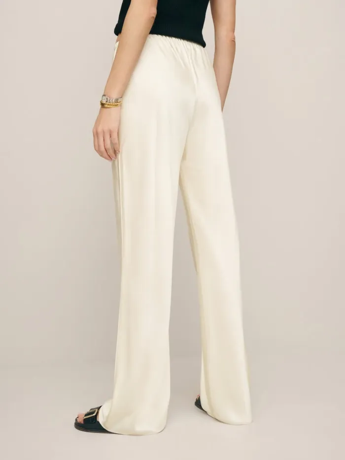 Reformation Pants Gale Satin Mid Rise Bias Pant Fior Di Latte 8211 Women