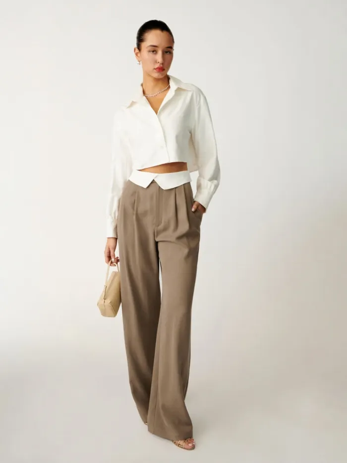 Reformation Pants Petites Stevie Pant Mushroom 8211 Women