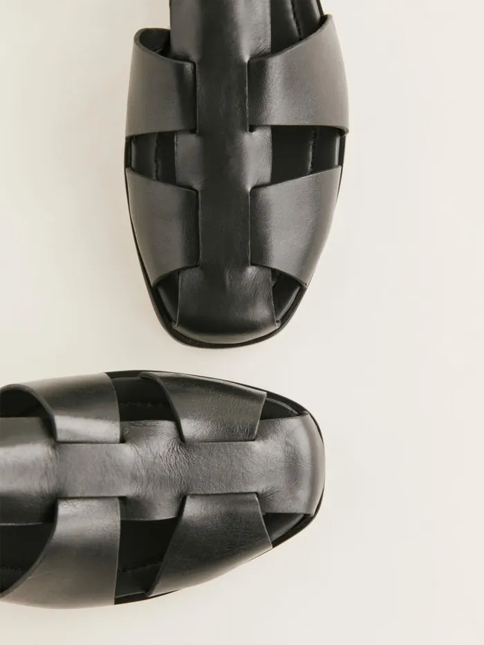 Reformation Sandals Freya Fisherman Sandal Black Leather 8211 Women
