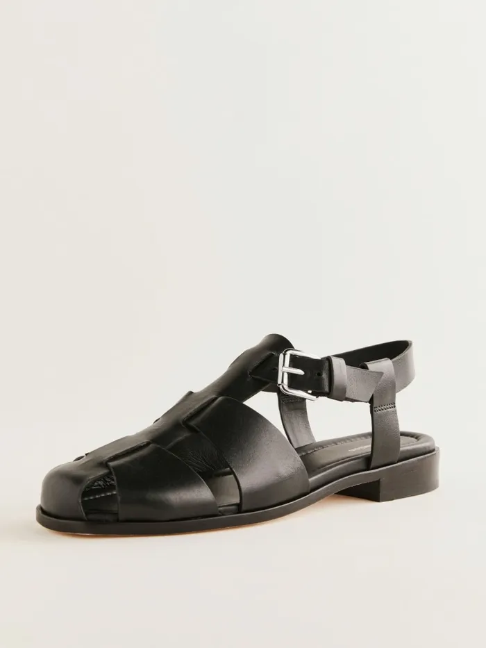 Reformation Sandals Freya Fisherman Sandal Black Leather 8211 Women