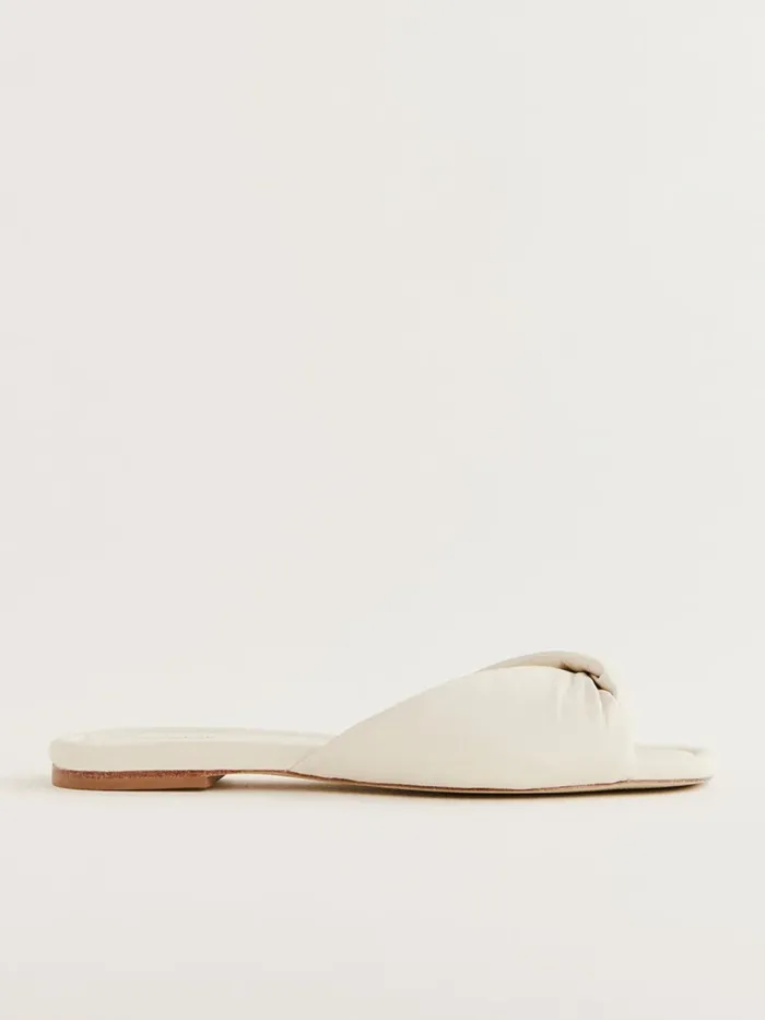 Reformation Sandals Mikki Twist Flat Sandal Almond Leather 8211 Women Reformation Sandals Mikki Twist Flat Sandal Almond Leather 8211 Women