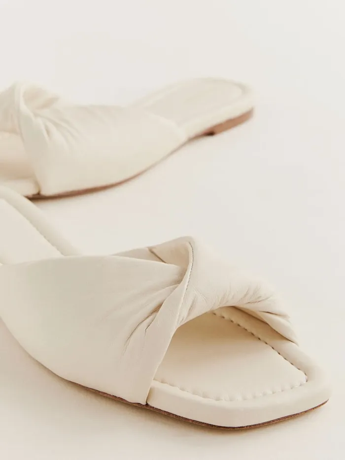 Reformation Sandals Mikki Twist Flat Sandal Almond Leather 8211 Women Reformation Sandals Mikki Twist Flat Sandal Almond Leather 8211 Women