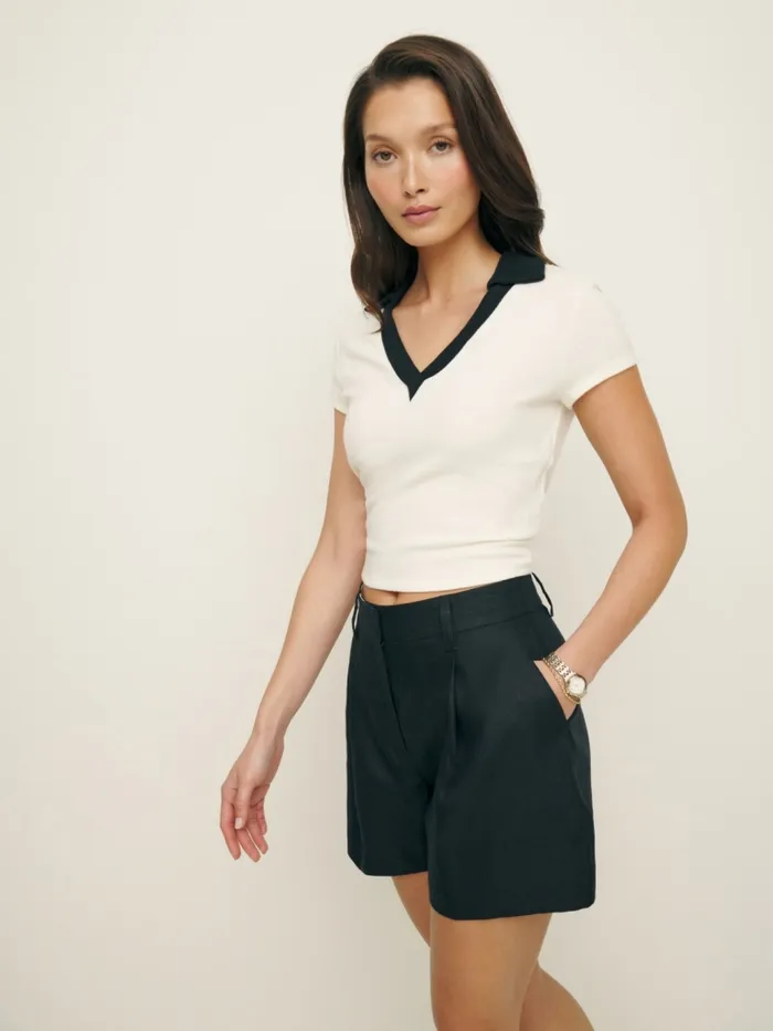 Reformation Shorts Alex Linen Short Black 8211 Women