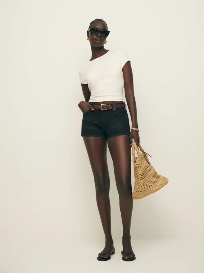 Reformation Shorts Annie Stretch Low Rise Jean Shorts Vana 8211 Women