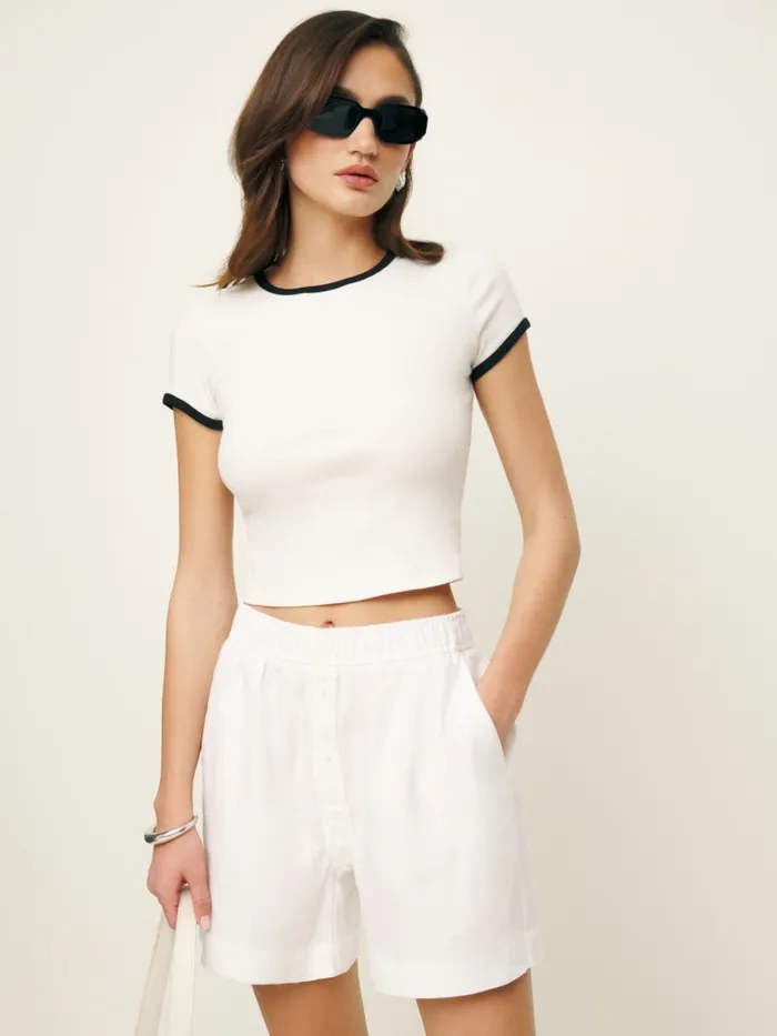 Reformation Shorts Billy Linen Short White 8211 Women