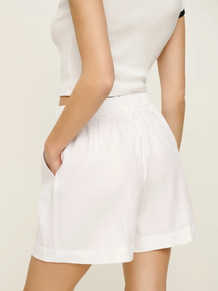 Reformation Shorts Billy Linen Short White 8211 Women
