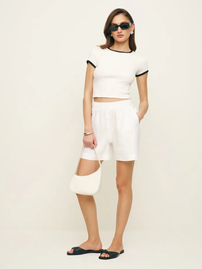 Reformation Shorts Billy Linen Short White 8211 Women