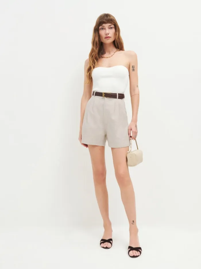 Reformation Shorts Mason Linen Short Oatmeal 8211 Women Reformation Shorts Mason Linen Short Oatmeal 8211 Women