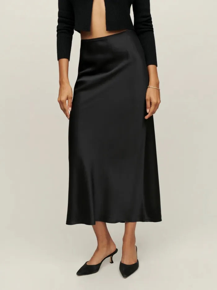 Reformation Skirts Layla Silk Skirt Black 8211 Women Reformation Skirts Layla Silk Skirt Black 8211 Women
