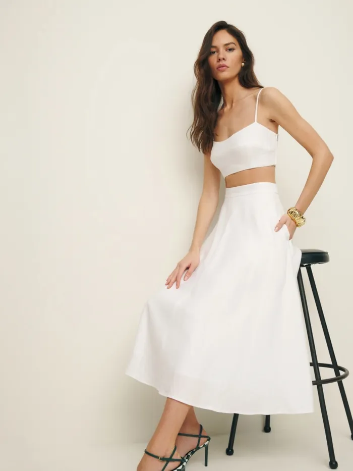 Reformation Skirts Maia Linen Skirt White 8211 Women