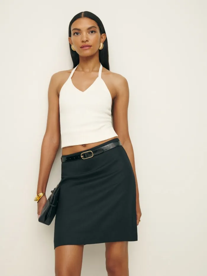 Reformation Skirts Rina Low Waisted Linen Skirt Black 8211 Women