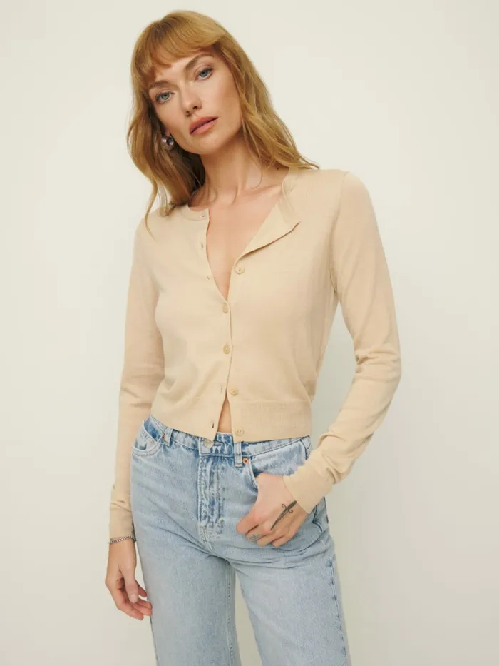 Reformation Sweaters Bernadette Crew Cardigan Grand Cru 8211 Women