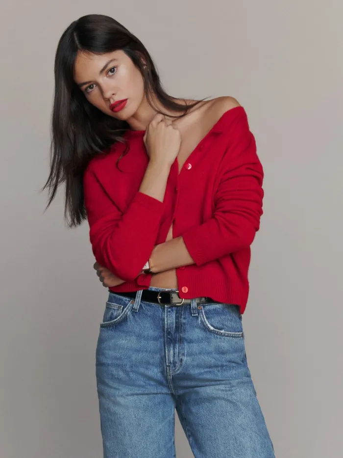 Reformation Sweaters Clara Cashmere Crew Cardigan Cherry 8211 Women Reformation Sweaters Clara Cashmere Crew Cardigan Cherry 8211 Women