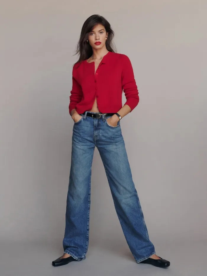 Reformation Sweaters Clara Cashmere Crew Cardigan Cherry 8211 Women Reformation Sweaters Clara Cashmere Crew Cardigan Cherry 8211 Women