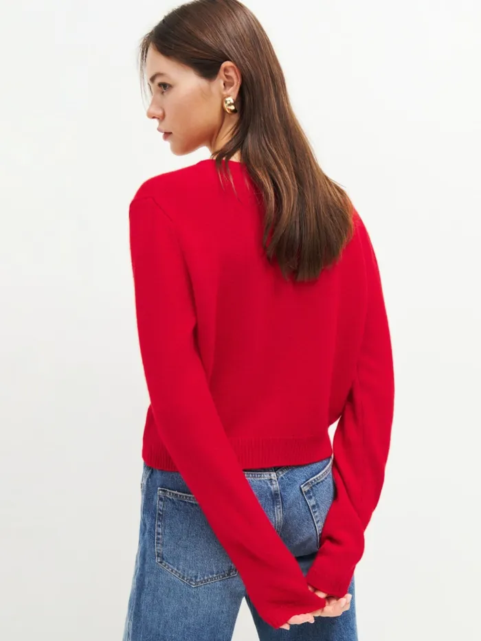 Reformation Sweaters Clara Cashmere Crew Cardigan Cherry 8211 Women Reformation Sweaters Clara Cashmere Crew Cardigan Cherry 8211 Women