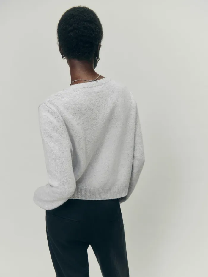 Reformation Sweaters Clara Cashmere Crew Cardigan Light Grey 8211 Women Reformation Sweaters Clara Cashmere Crew Cardigan Light Grey 8211 Women
