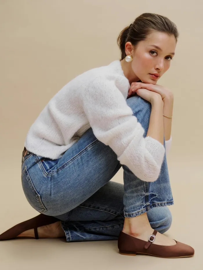 Reformation Sweaters Clara Crew Cardigan White 8211 Women