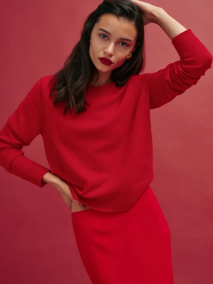 Reformation Sweaters Dana Cashmere Crew Sweater Cherry 8211 Women
