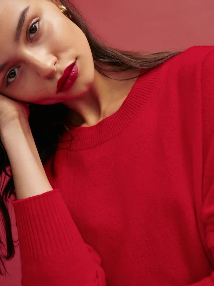 Reformation Sweaters Dana Cashmere Crew Sweater Cherry 8211 Women