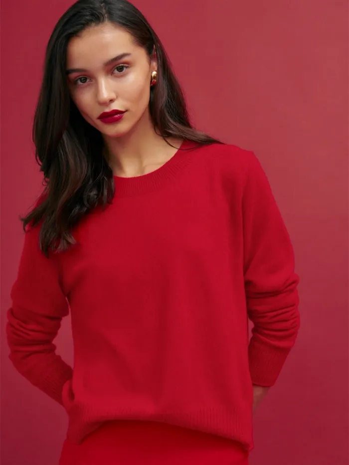 Reformation Sweaters Dana Cashmere Crew Sweater Cherry 8211 Women