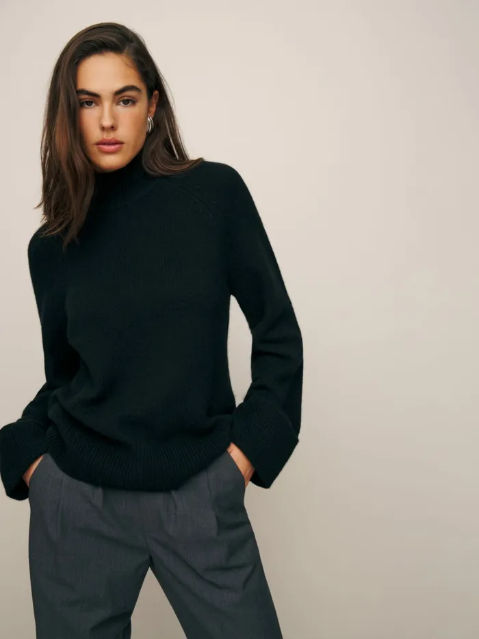 Reformation Sweaters Garrett Cashmere Oversized Turtleneck Black 8211 Women