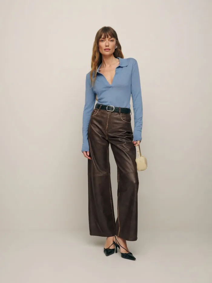 Reformation Sweaters Lucas Relaxed Regenerative Merino Polo Cornflower 8211 Women Reformation Sweaters Lucas Relaxed Regenerative Merino Polo Cornflower 8211 Women
