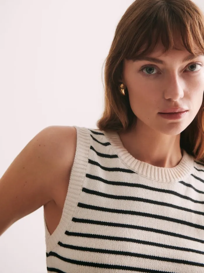 Reformation Sweaters Rumita Cotton Cropped Sweater Gregory Stripe 8211 Women