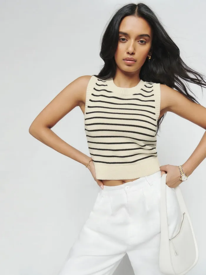Reformation Sweaters Rumita Cotton Cropped Sweater Gregory Stripe 8211 Women Reformation Sweaters Rumita Cotton Cropped Sweater Gregory Stripe 8211 Women