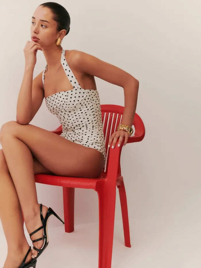 Reformation Swim Holly One Piece Swimsuit White Dot 8211 Women