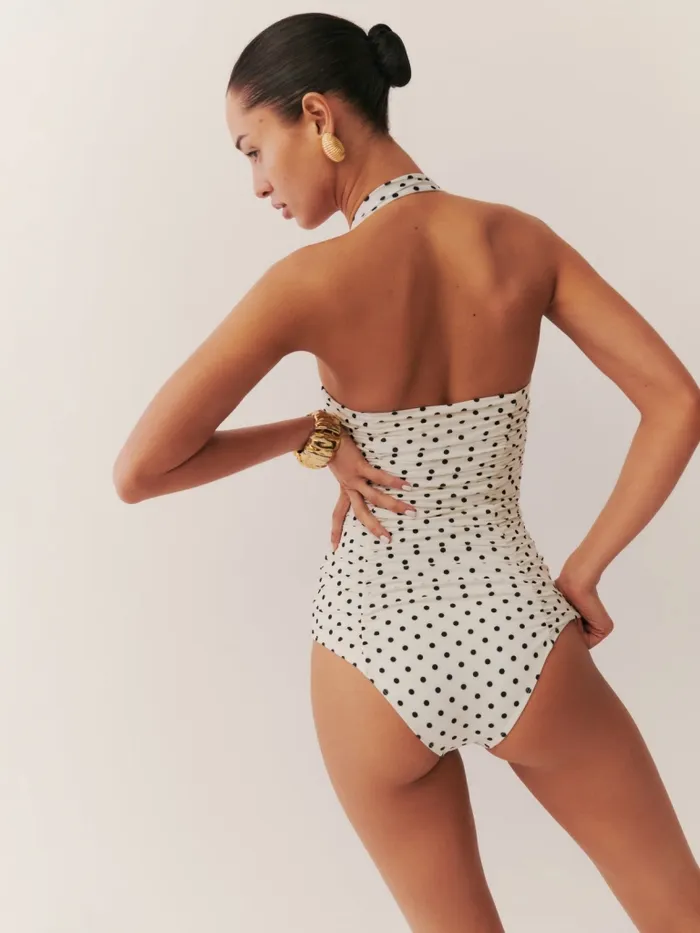 Reformation Swim Holly One Piece Swimsuit White Dot 8211 Women