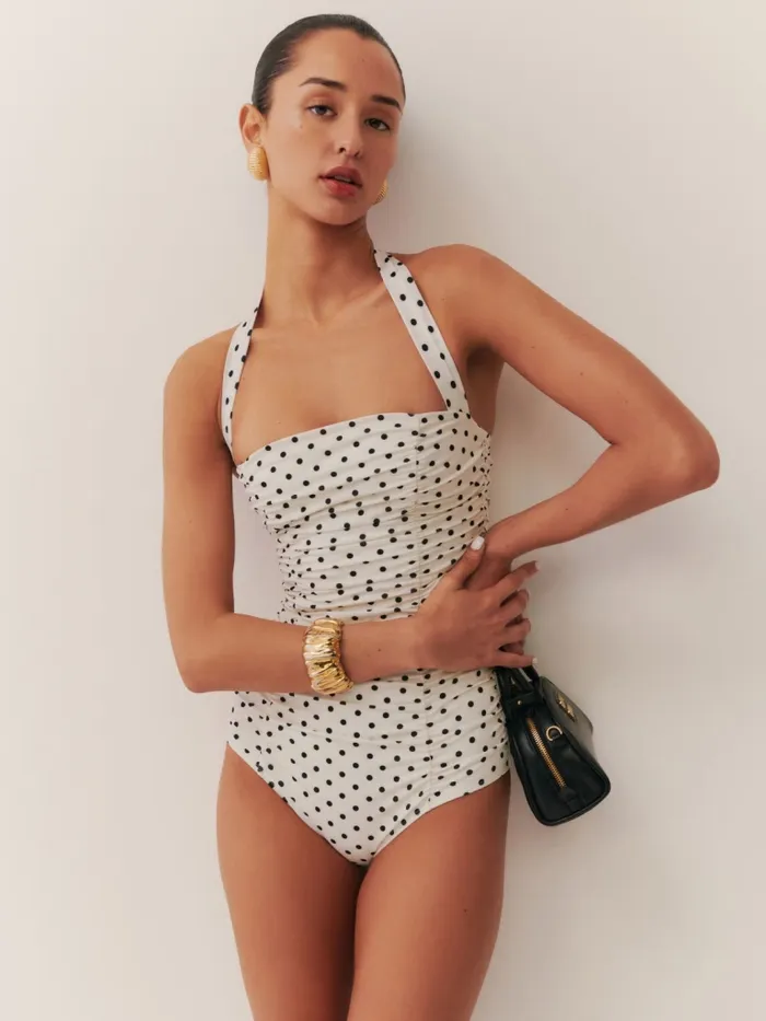 Reformation Swim Holly One Piece Swimsuit White Dot 8211 Women