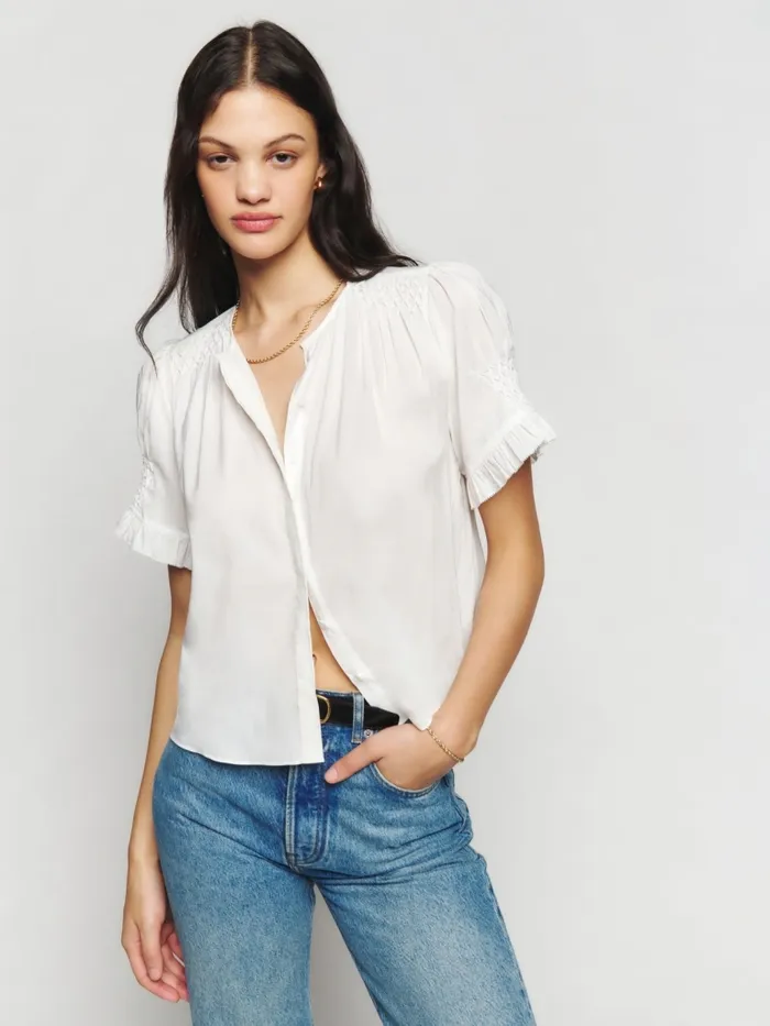 Reformation Tops Adeline Top White 8211 Women Reformation Tops Adeline Top White 8211 Women