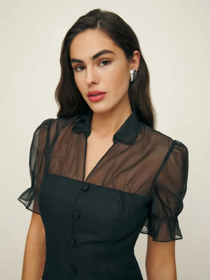 Reformation Tops Avianna Linen Top Black 8211 Women Reformation Tops Avianna Linen Top Black 8211 Women