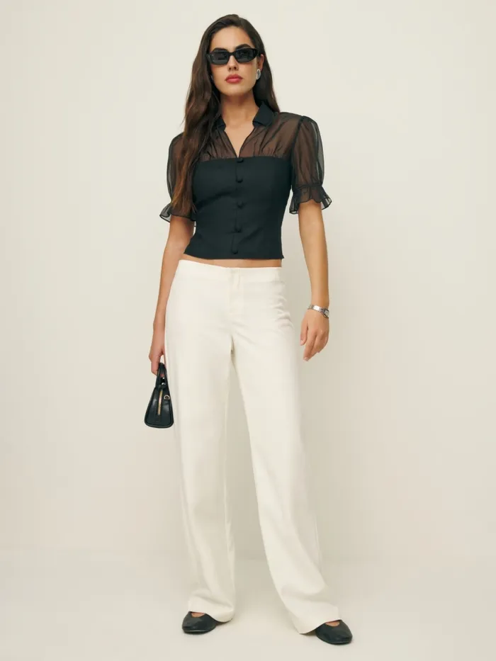Reformation Tops Avianna Linen Top Black 8211 Women Reformation Tops Avianna Linen Top Black 8211 Women